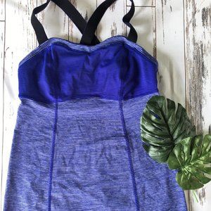 Lululemon Blue Striped Sports Top W/ Adjustable